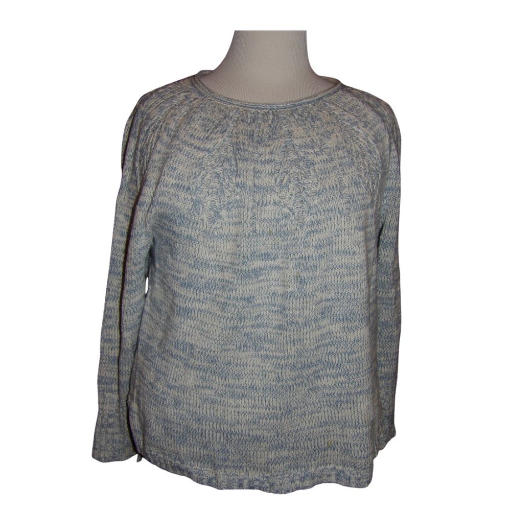 Chaps Women's Cotton Sweater, XL, Light Blue/White